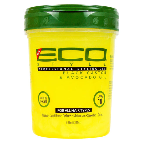 ECO STYLE GEL BLACK CASTOR & AVOCADO OIL 32OZ(NE0565)