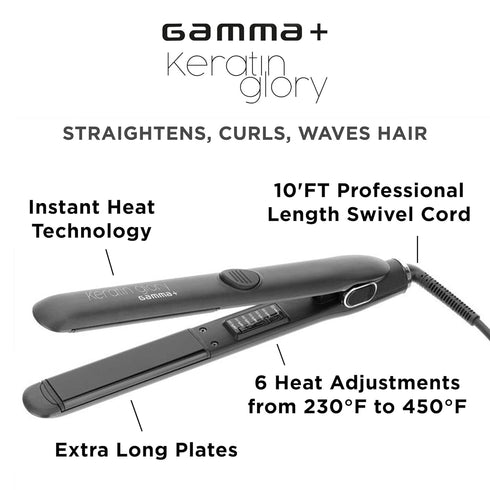 Gamma+ Keratin Glory Straightening Iron Black(GPKGB)