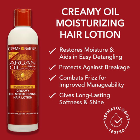 Creme of Nature ARGAN OIL CREAMY OIL MOISTURIZING HAIR LOTION 8.45oz-(C25201)