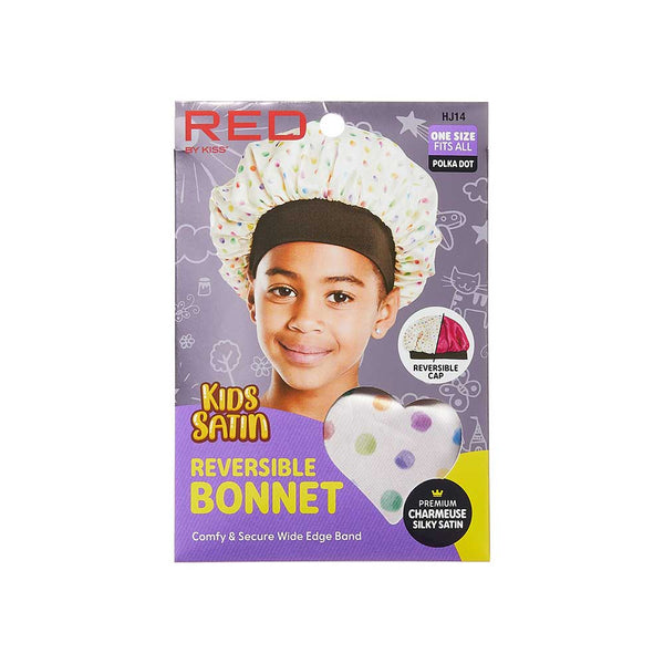 RED Kids Satin Bonnet DoubleWear Polka Dot (HJ14)