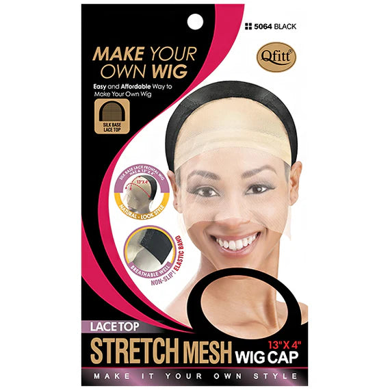 Qfitt Stretch Frontal Lace Top Mesh Black Wig Cap (M&M #5064)