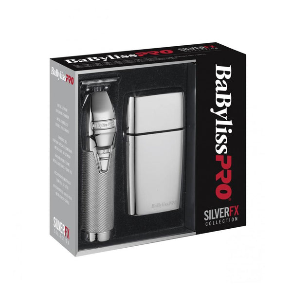 BaByliss Pro Silver FX Collection Metal Outlining Trimmer & Double Foil Shaver