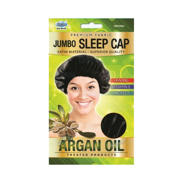 Dream World Argan Oil Satin Giant Sleep Cap, Black