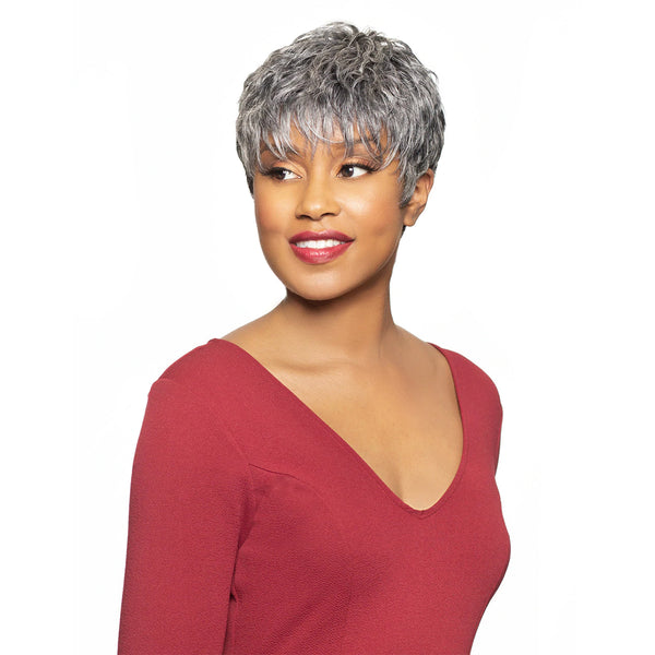 Alicia Beauty Foxy Silver Hattie Synthetic Hair Full Cap Wig