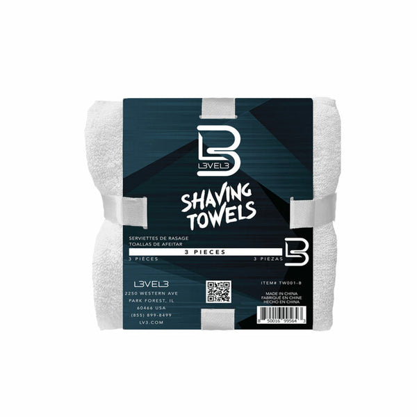 L3VEL3 WHITE FACIAL TOWELS 3PC
